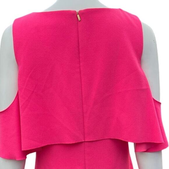Trina Turk Pink Cold Shoulder Ruffle Shift dress Womens size 8 - Picture 11 of 13
